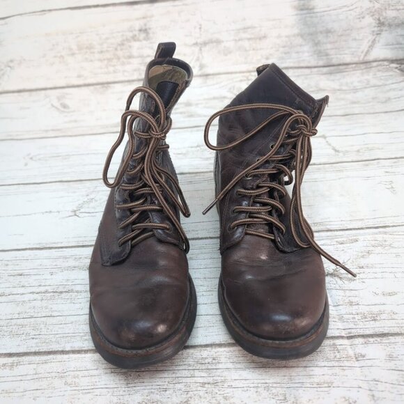 Frye Shoes - Frye Brown Leather Lace Up Combat Boots Women Size 8